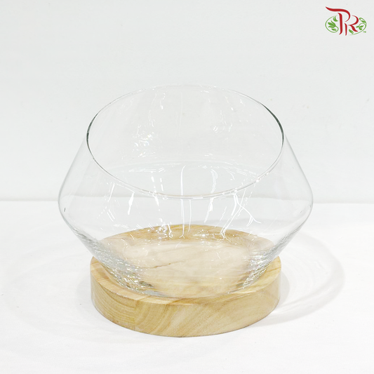 HS2014/24 - Slanted Mouth Vase With Wooden Stand (YSHS2014)