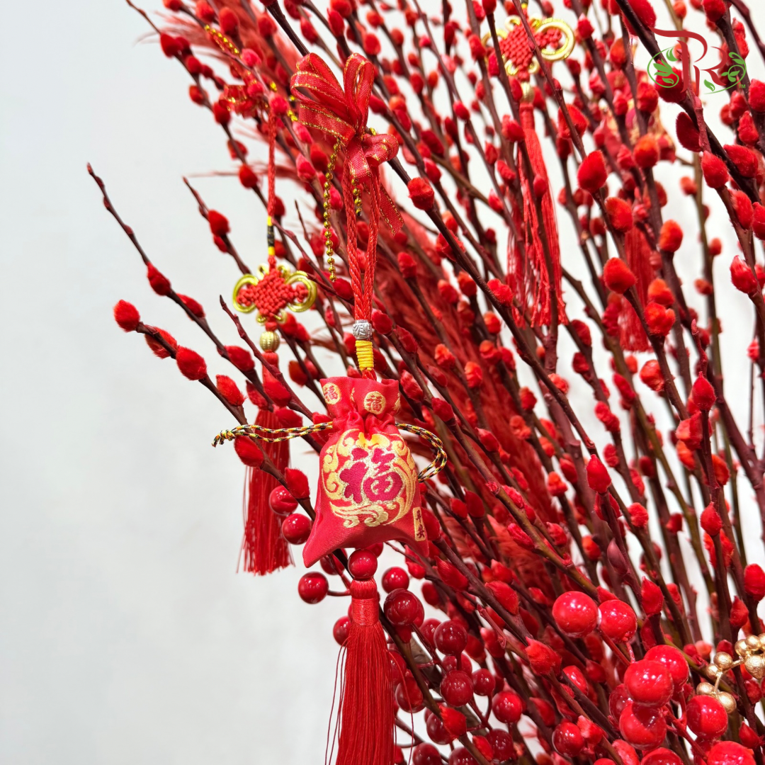 【CNY 2026】Red Plume Prosperity Pussy Willow (M - L size)《红羽展福银柳》