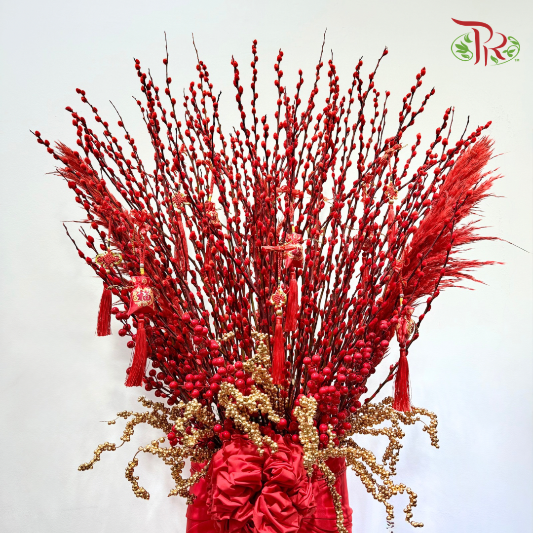 【CNY 2026】Red Plume Prosperity Pussy Willow (M - L size)《红羽展福银柳》
