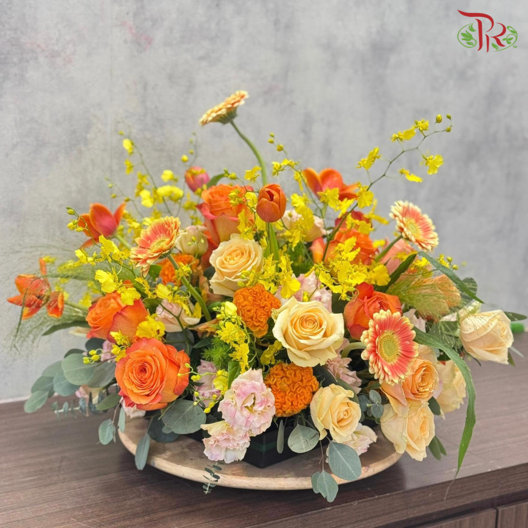 Sunlit Harmony - Table Centerpiece In Orange Yellow Tone (M size- double sided)