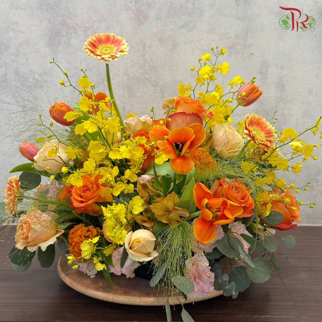 Sunlit Harmony - Table Centerpiece In Orange Yellow Tone (M size- double sided)