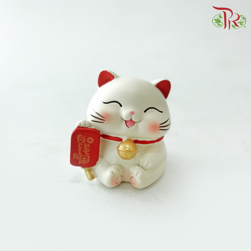 Lucky Cat Figurine Asst - Rich & Free《有钱有闲》