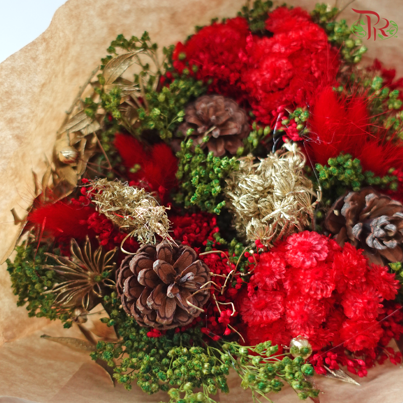 Xmas Dry Mix Bouquet - Festive Crimson Sparkle