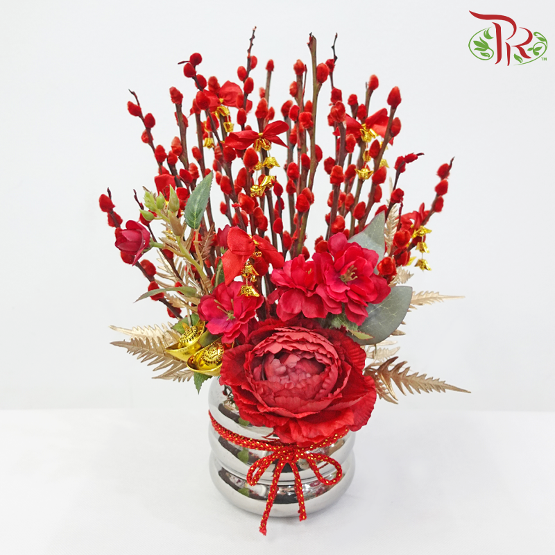 New Year's Embrace《拥抱新年》(Random Choose Pussy Willow Colour, Floral Design & CNY Ornaments)