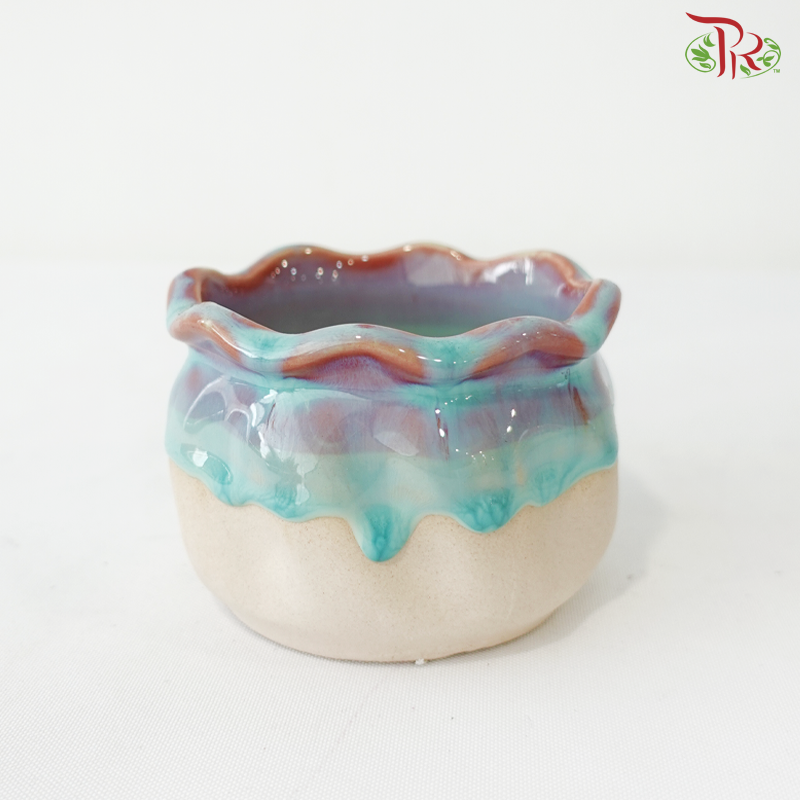 QL-356-412 + 414 + 425 - Painted Blue & Pink Pot