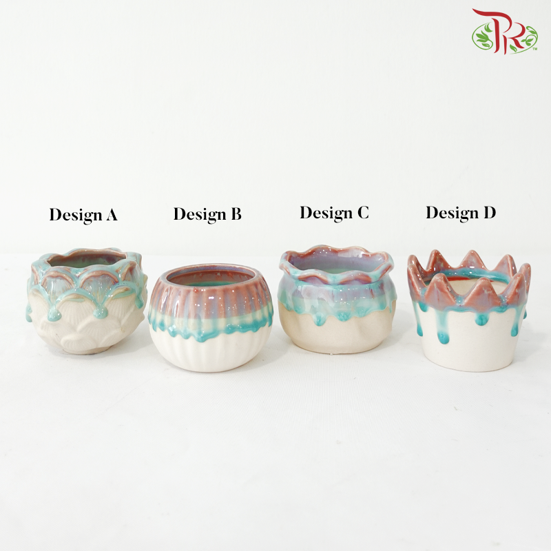 QL-356-412 + 414 + 425 - Painted Blue & Pink Pot