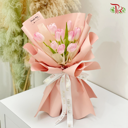 Tulip Bouquet In Pink- 10 Stems (M size） - Pudu Ria Florist