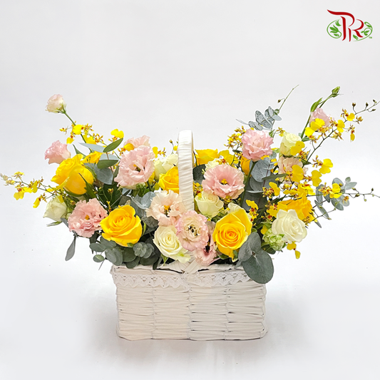Yellow Jubilant In Basket Arrangement (M size) - Pudu Ria Florist