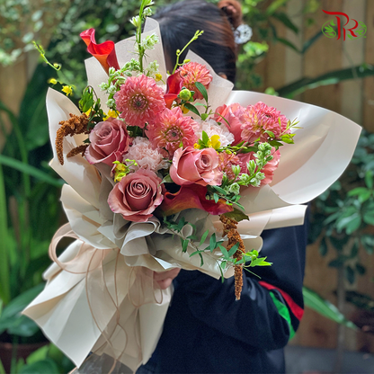 Ravishing Dahlia & Calla Lily Bouquet (M size) - Pudu Ria Florist