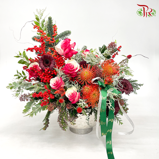 Premium Cut Flower Christmas Gift Pot (L size) - Pudu Ria Florist
