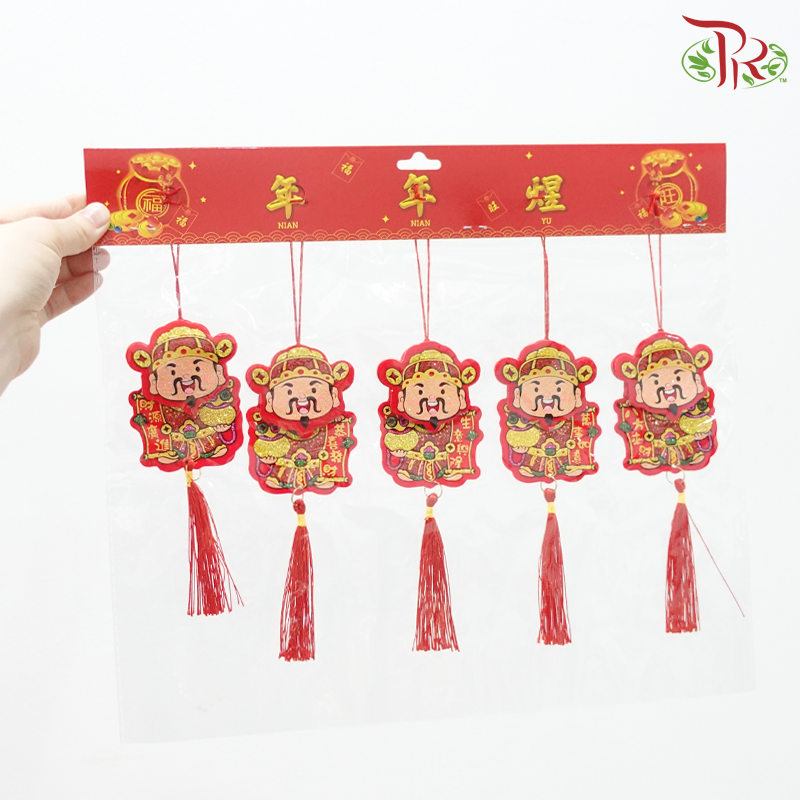 CNY 3D Hanging Ornaments - God of Wealth Spring Couplets 财神挥春 (5 Units)