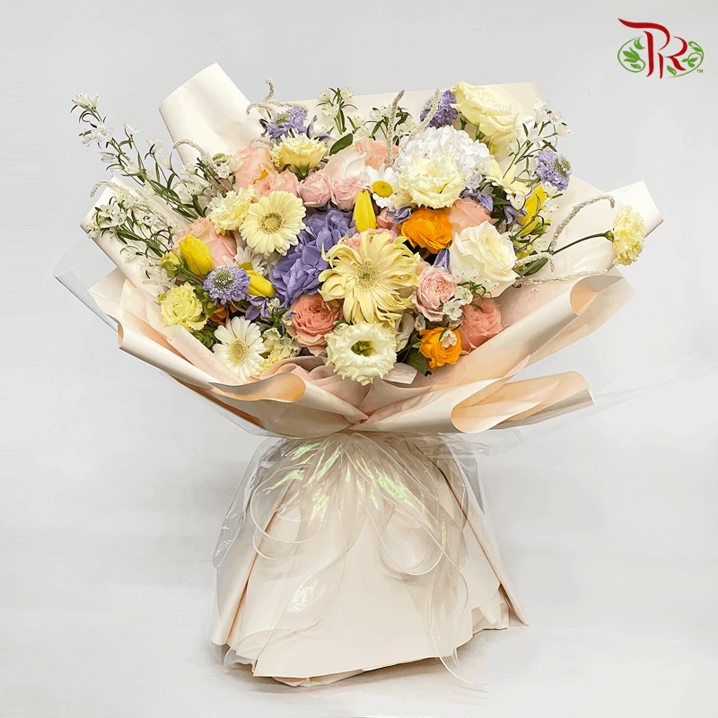 Assorted Premium Flower Bouquet In Pastel Colour (L size)