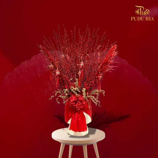 【CNY 2026】Red Plume Prosperity Pussy Willow (M - L size)《红羽展福银柳》