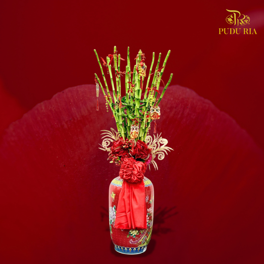 【CNY 2026】Red Fortune Lucky Bamboo Vase (M-L size) 《红运当头 · 幸运竹富贵瓶》