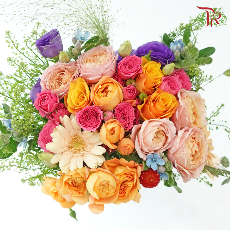 Signature Weekly Flower Bunch - Festival of Lights Bouquet (Rose Spray, Gerbera, Eustoma & Gomphrena) (Big Size)