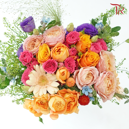 Signature Weekly Flower Bunch - Festival of Lights Bouquet (Rose Spray, Gerbera, Eustoma & Gomphrena) (Big Size)