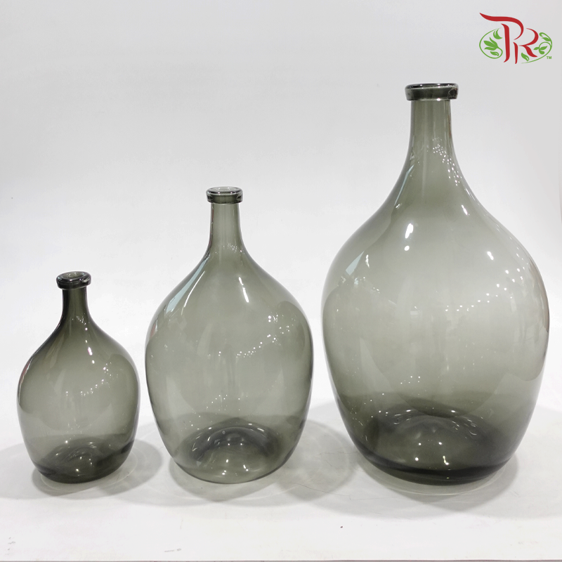 Gray Color Glass Vase (Y309929GY / Y309940GY / Y309955GY) (With Size Options)