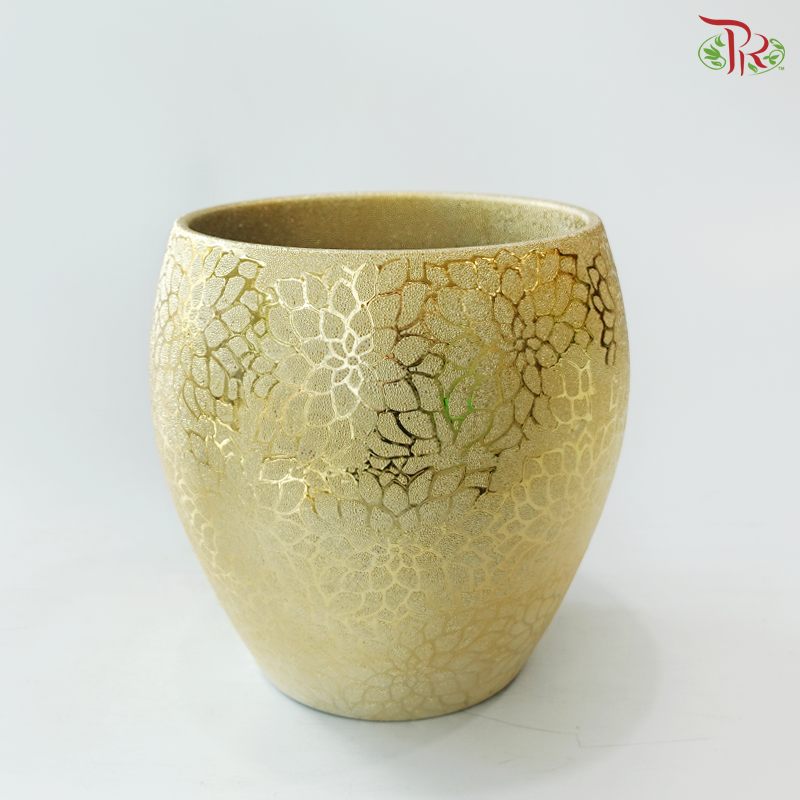 YU-605 Gold Flower Lined Pot (With Option)