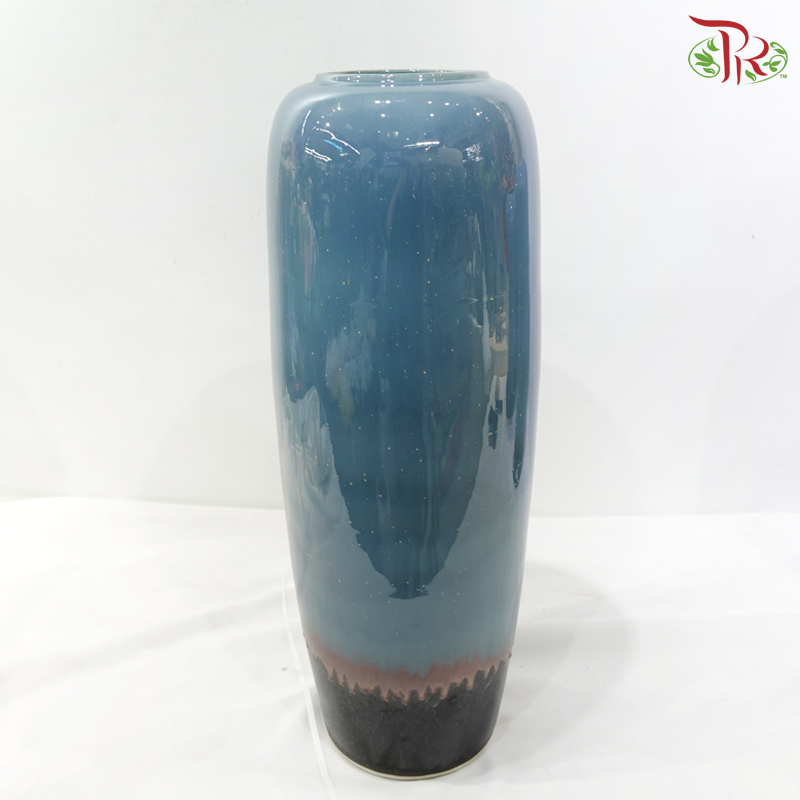 Blue With Brown Bottom Cylinder Vase (With Size Option)