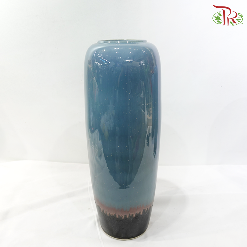 Blue With Brown Bottom Cylinder Vase (With Size Option)