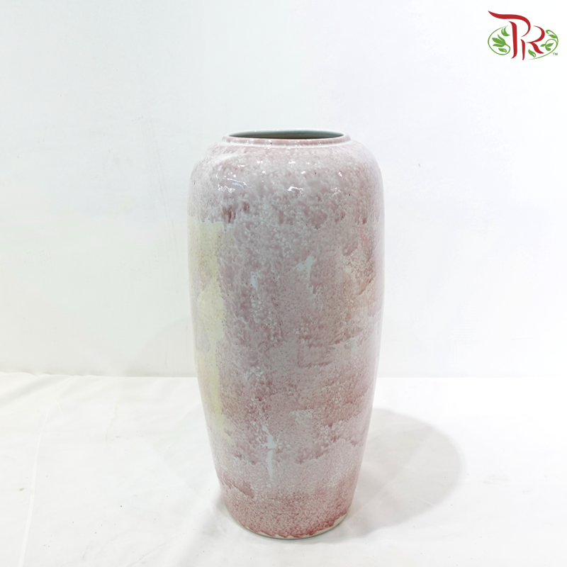 Pink & Beige Brush-Painted Cylinder Vase (With Size Option)