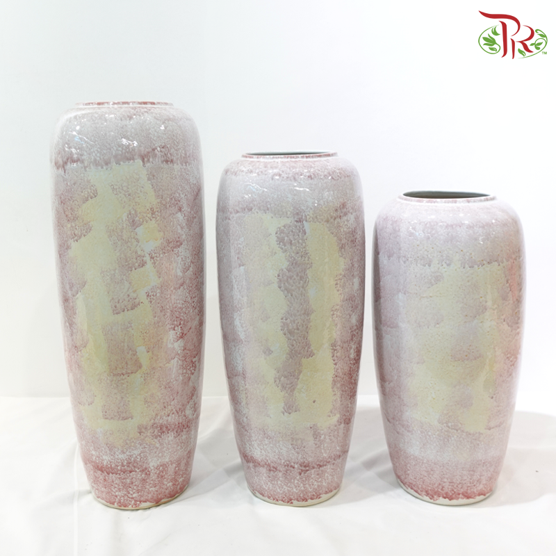 Pink & Beige Brush-Painted Cylinder Vase (With Size Option)