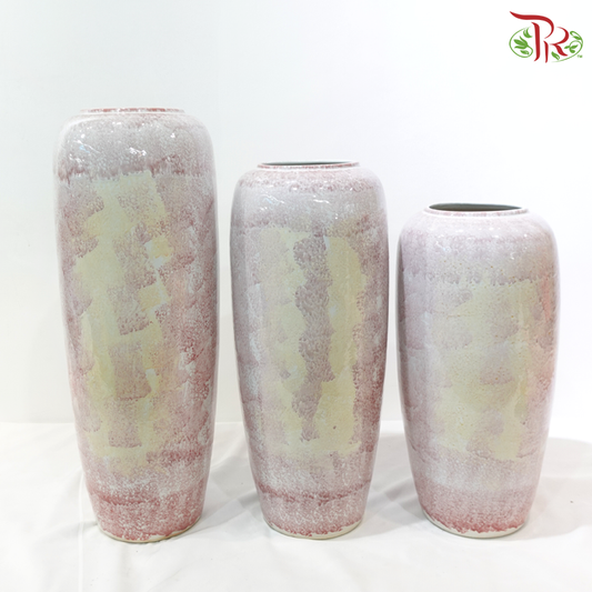 Pink & Beige Brush-Painted Cylinder Vase (With Size Option)