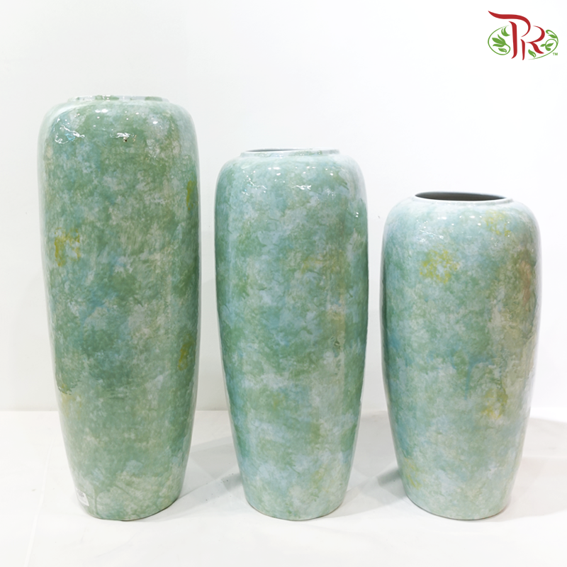 Bicolour Green & Turquoise Cylinder Vase (Rounded Edge Vase) (With Size Option)