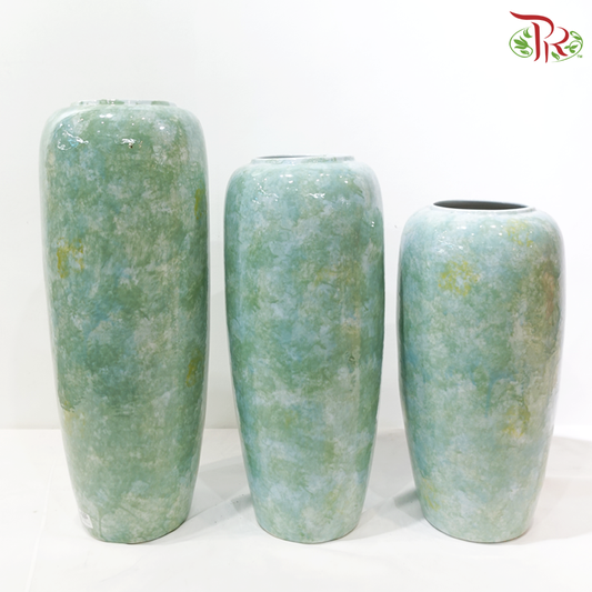 Bicolour Green & Turquoise Cylinder Vase (Rounded Edge Vase) (With Size Option)