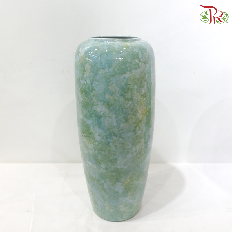 Bicolour Green & Turquoise Cylinder Vase (Rounded Edge Vase) (With Size Option)