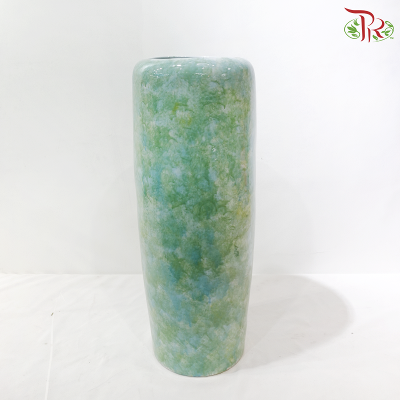 Bicolour Green & Turquoise Cylinder Vase (Refined Edge Vase) (With Size Option)