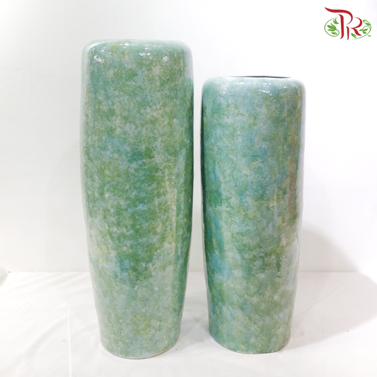 Bicolour Green & Turquoise Cylinder Vase (Refined Edge Vase) (With Size Option)