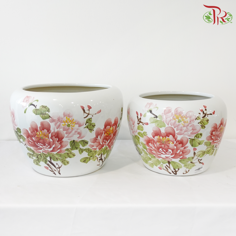 ZZY - Pink Red Peony Flower Pot (No Hole) (With Size Option)