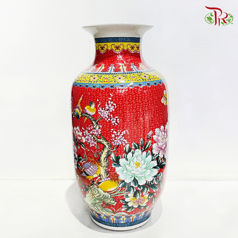 A150 Ceramic Jing De Vase (A150CJDV)-Red With Phoenix-Pudu Ria Florist-prflorist.com.my