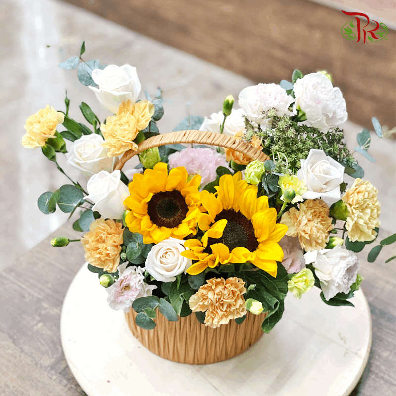 Assorted Carnation Arrangement With Sunflower-Pudu Ria Florist-prflorist.com.my