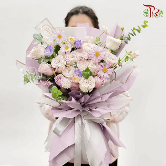 Assorted Lilac/Vintage Roses Bouquet - M size-Pudu Ria Florist-prflorist.com.my