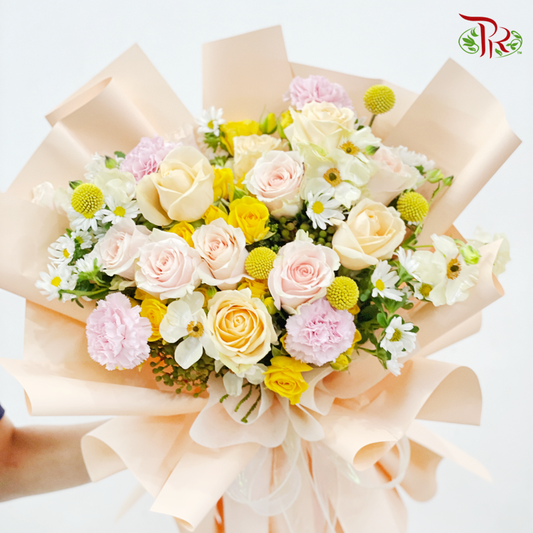 Assorted Yellow Jubilant Hand Bouquet - M size-Pudu Ria Florist-prflorist.com.my