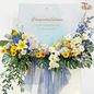 Big Premium Opening Stand With Foam Board Greeting (Pre-Order 2 Days In Advanced)-Pastel Blue & Pastel Yellow-Pudu Ria Florist-prflorist.com.my