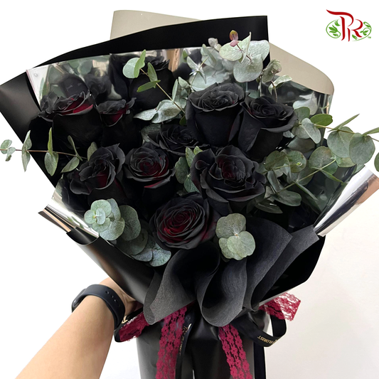 Black (Sprayed Colour) Rose Hand Bouquet (Medium)-Pudu Ria Florist-prflorist.com.my