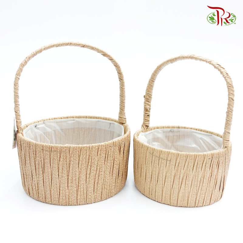 Brown Basket-Round 33-460 (2in1)-Pudu Ria Florist-prflorist.com.my