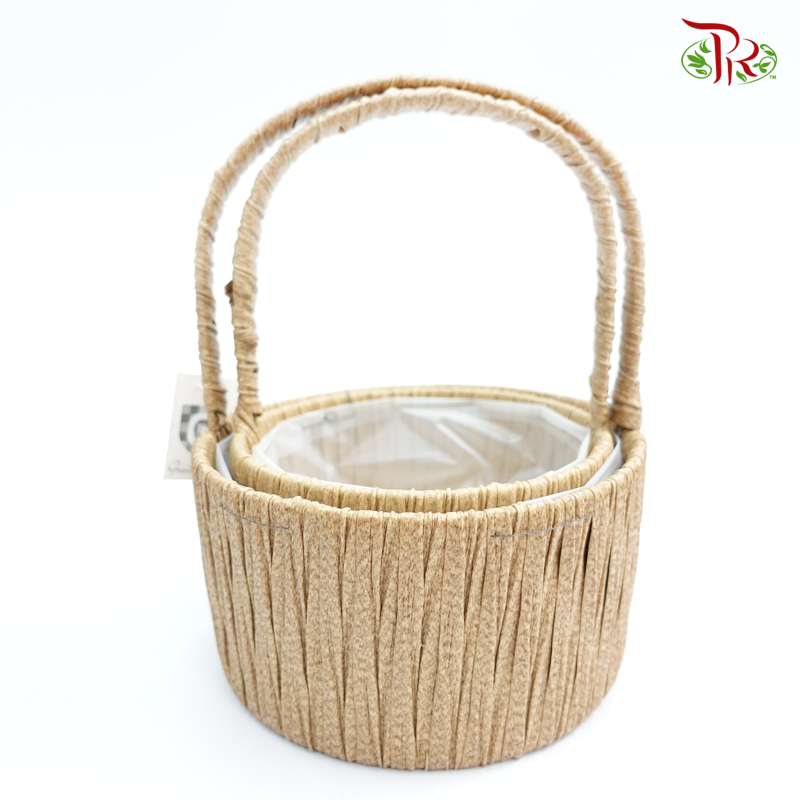 Brown Basket-Round 33-460 (2in1)-Pudu Ria Florist-prflorist.com.my