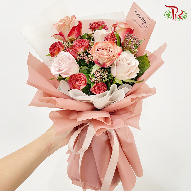 Cappuccino Rose Bouquet (S size)-Pudu Ria Florist-prflorist.com.my