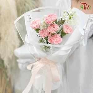 Carnation Charm Hand Bouquet (6 Stems)-Pudu Ria Florist-prflorist.com.my