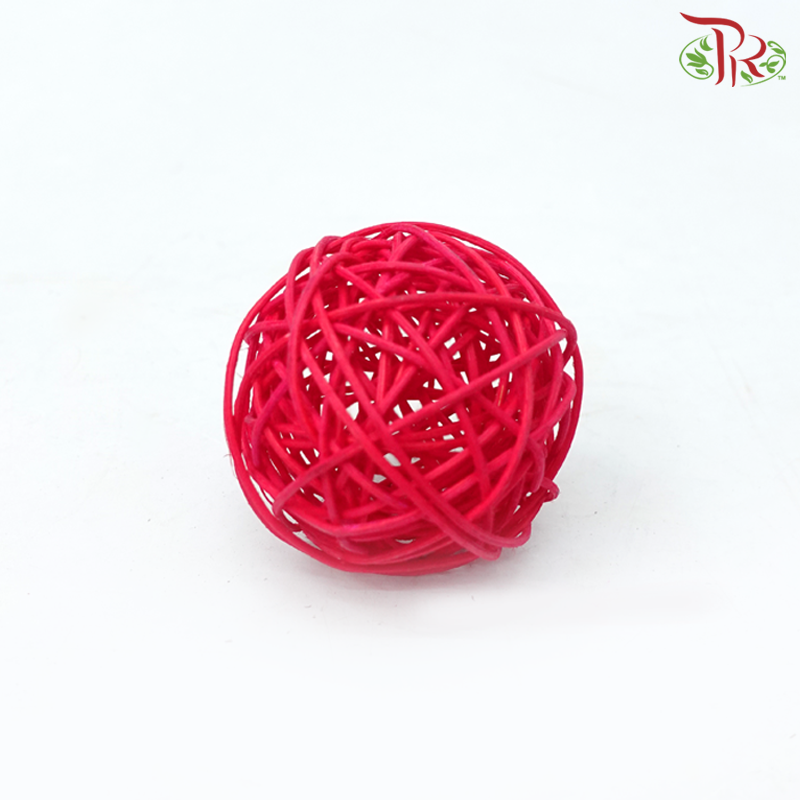CNY Rattan Ball - Red (Per Packet)-Red-Pudu Ria Florist-prflorist.com.my