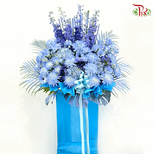 Condolence Stand In Blue Tone-Pudu Ria Florist-prflorist.com.my