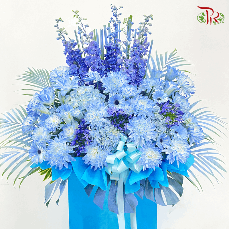 Condolence Stand In Blue Tone-Pudu Ria Florist-prflorist.com.my