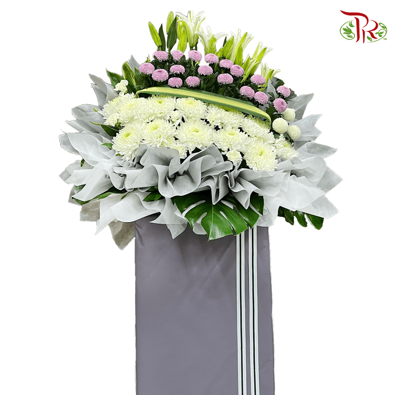 Condolence Stand With Square Base 1 - Flower Arrangement-Pudu Ria Florist-prflorist.com.my