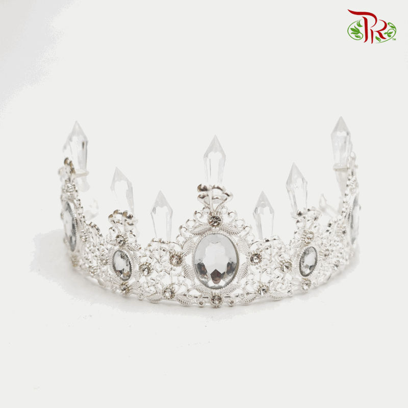 Crystal Tiara Crown - White FBA030#2-White-Pudu Ria Florist-prflorist.com.my