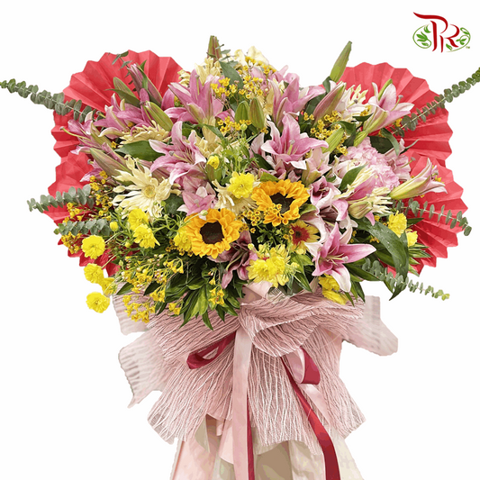Deluxe Opening Flower Stand - Good Fortune Pink & Red Theme-Pudu Ria Florist-prflorist.com.my