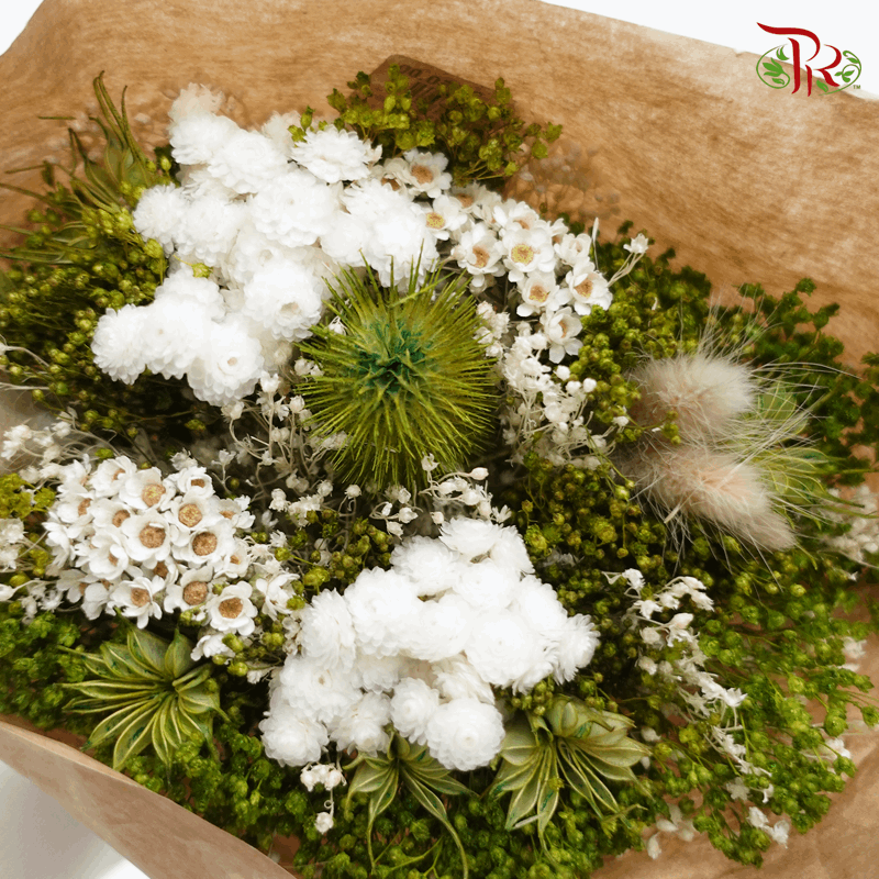 Dried Bouquet Mix - Green/ White-Green-Import-prflorist.com.my